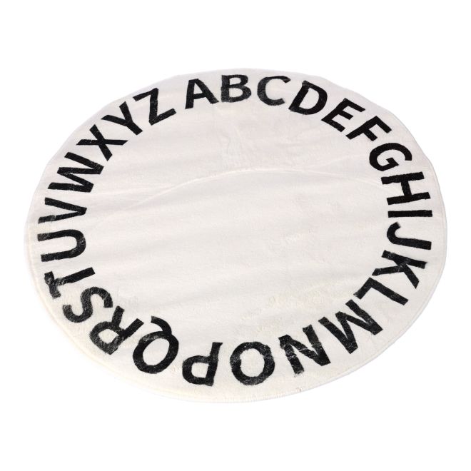 Kulatý protiskluzový koberec 80 x 80 cm - vzor abecedy