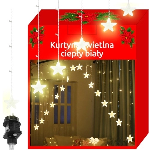 LED teplý bílý hvězdičkový závěs - 5 m, 136 LED