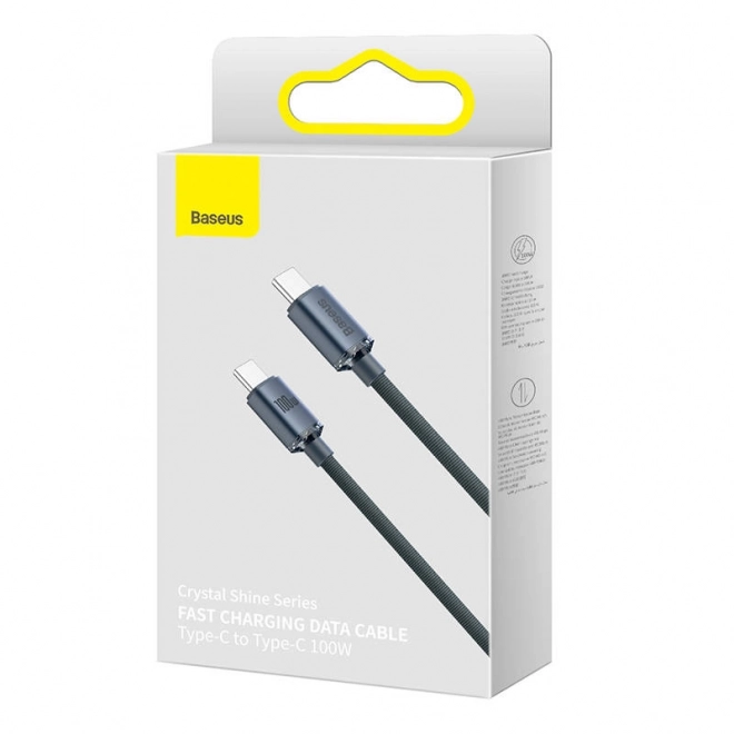 Baseus Crystal Shine kabel USB-C na USB-C, 100W, 1,2 m (černý)