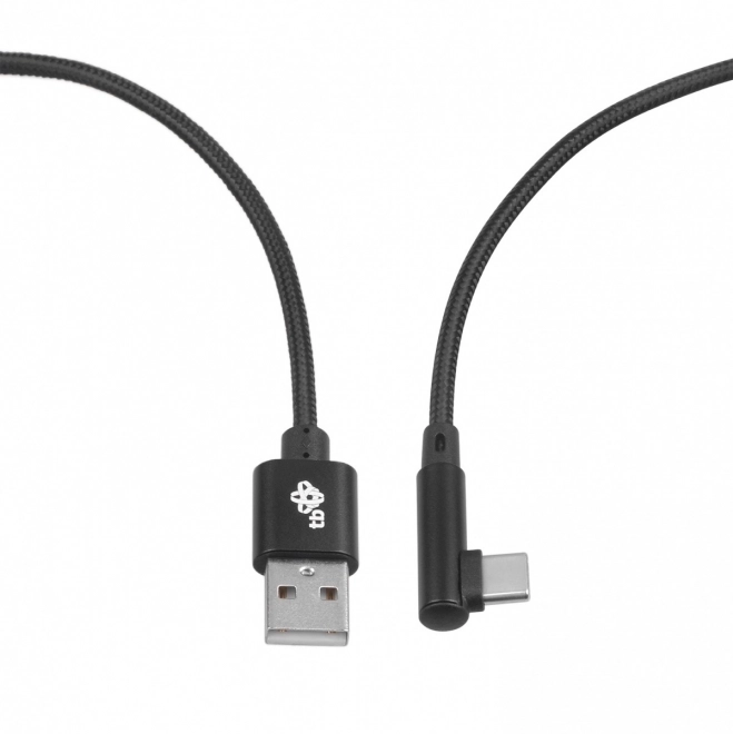 Kabel USB-USB C 1,5 m úhlový, černá šňůra