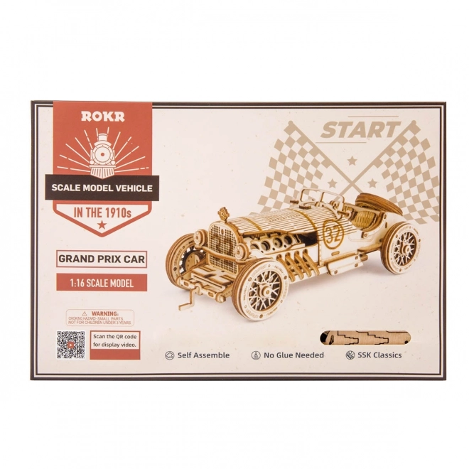 Závodní auto U-9 Grand Prix - 3D dřevěná stavebnice