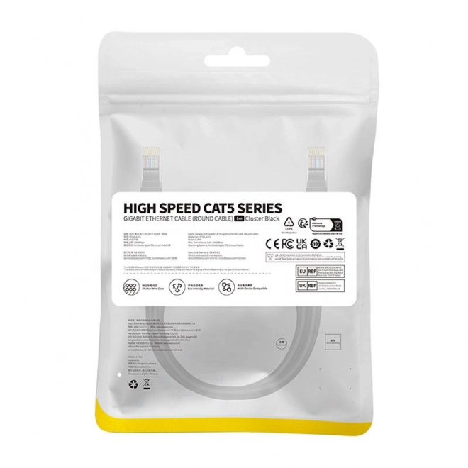 Síťový kabel Baseus Ethernet CAT5, 1 m (černý)