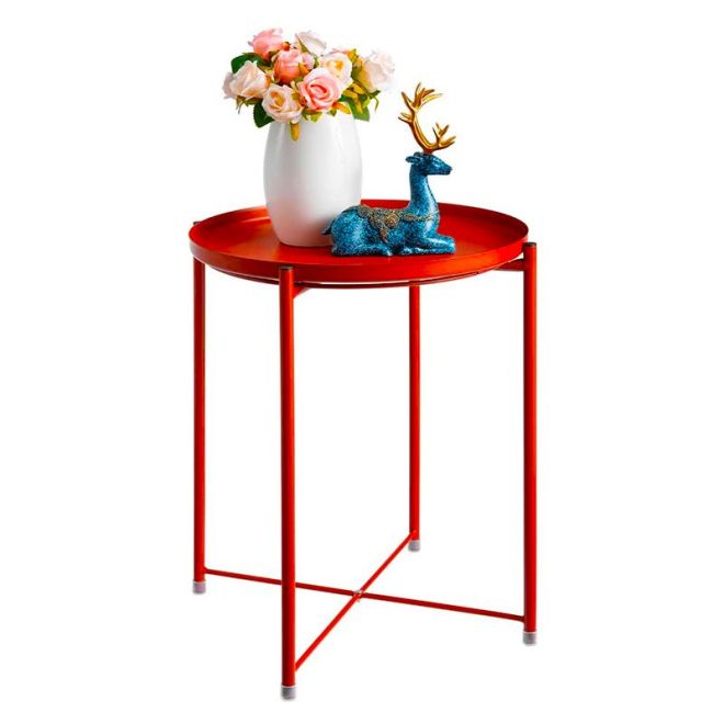 Konferenční stolek, kovový ve skandinávském stylu Loft - červený