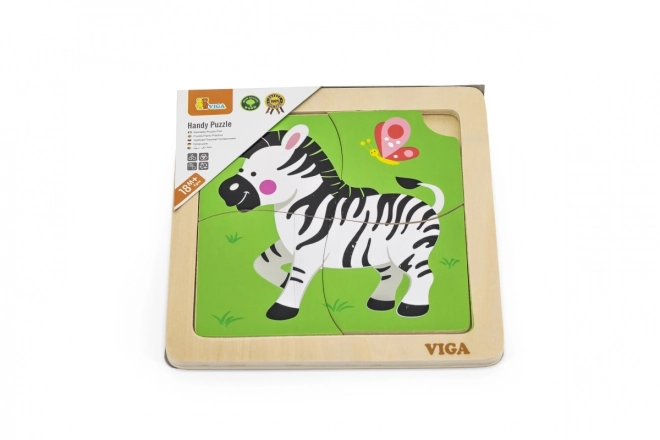 Dřevěné puzzle 4 dílky- zebra