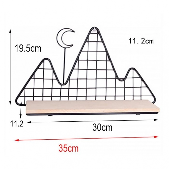 Dekorativní police ve tvaru hor ve stylu LOFT - černá