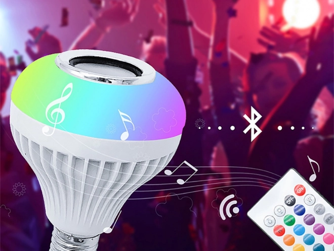 Led barevná žárovka rgb reproduktor bluetooth dálkové ovládání