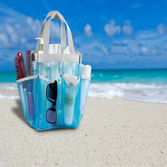 Plážová síťová taška na hračky - modrá