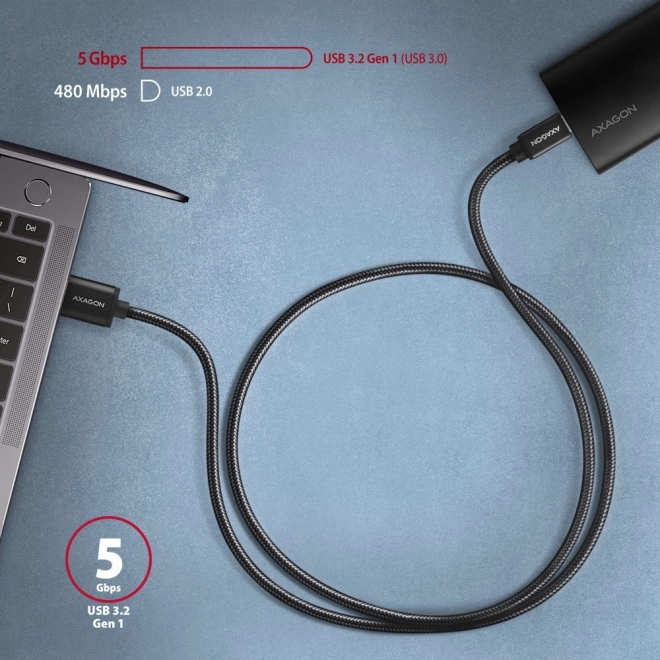 BUCM3-AM15AB Kabel USB-C - USB-A, 1,5 m, USB 3.2 Gen 1 3A, ALU, opletený, černý