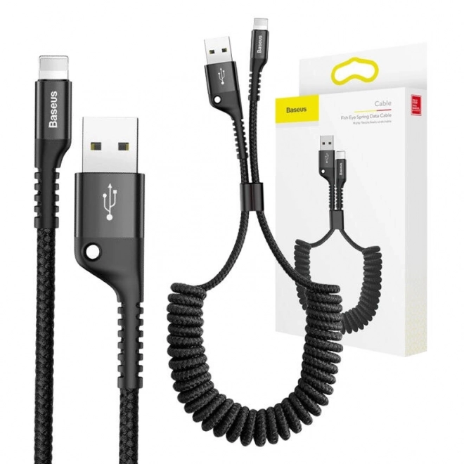 Baseus Pružinový kabel Lightning 1m 2A - černý