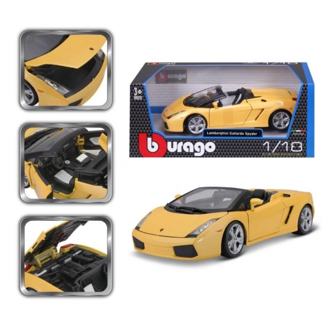 Kovový model autíčka Lamborghini Gallardo Spyder žlutý