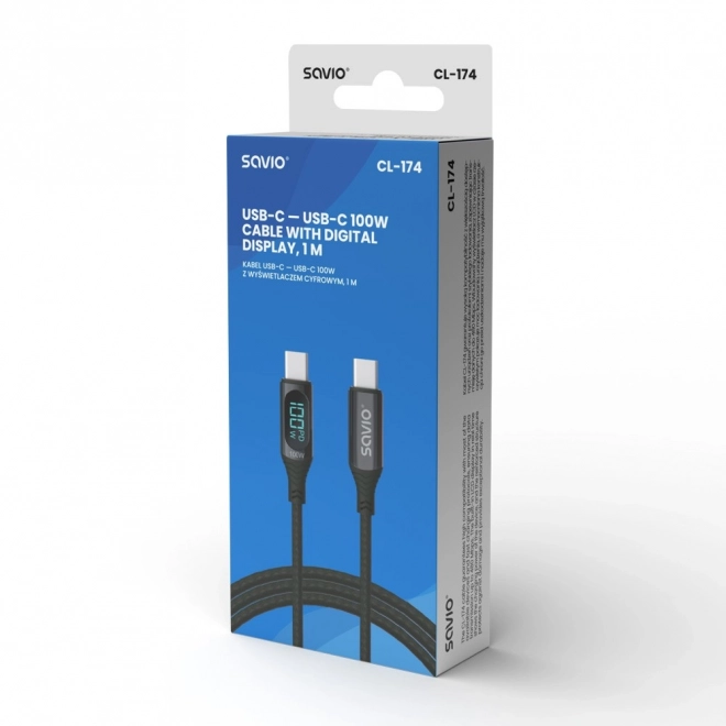 Kabel USB na USB C s displejem, 100 W, CL-174