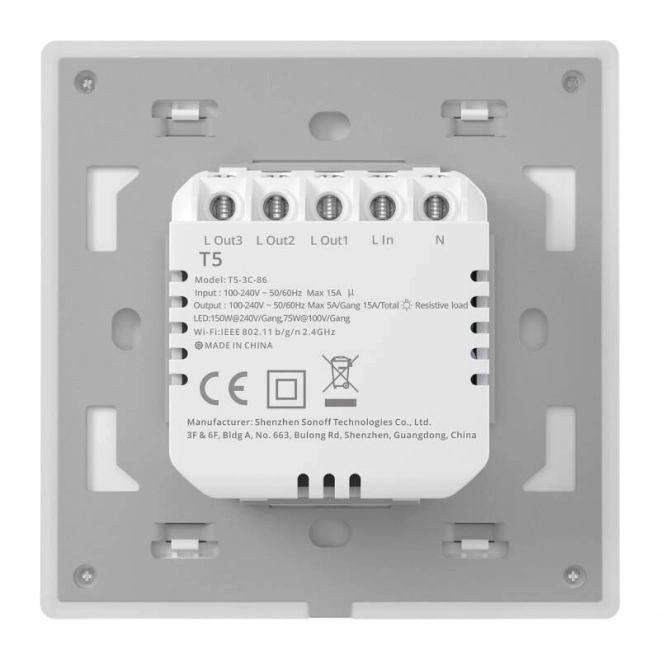 Chytrý dotykový nástěnný vypínač Wi-Fi Sonoff TX T5 3C (3kanálový)