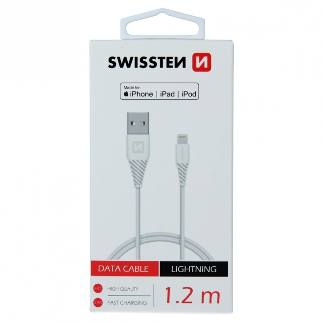 Kabel / USB / Lightning MFI kabel 1,2 m Swissten - bílý