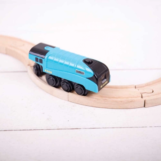 Bigjigs Rail Elektrická lokomotiva Mallard modrá