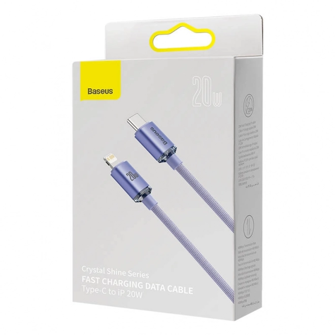 Baseus Crystal Shine kabel USB-C na Lightning, 20W, PD, 1,2m (fialový)