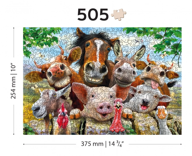 Wooden City Dřevěné puzzle Život na farmě 2v1, 505 dílků EKO