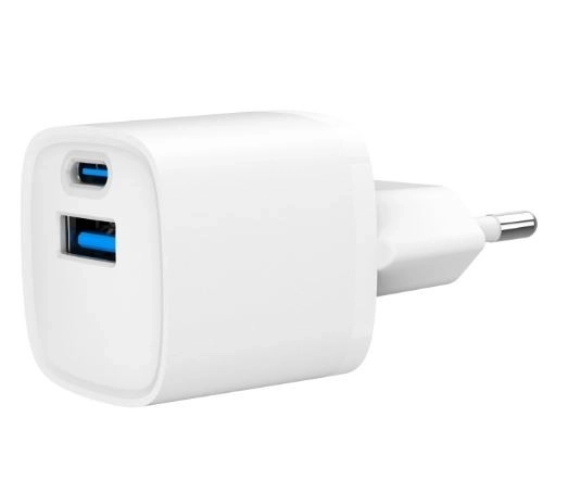 USB-A USB-C 20W PD QC3.0 mini-nabíječka bílá