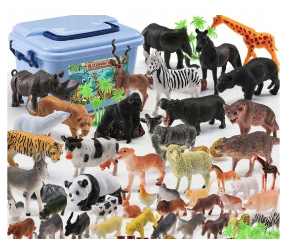 Sada figurek zvířat Safari 58 dílků s praktickou krabičkou