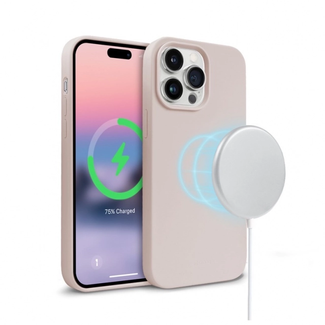 Barevný kryt Magnetické pouzdro iPhone 14 Pro MagSafe Sand Pink