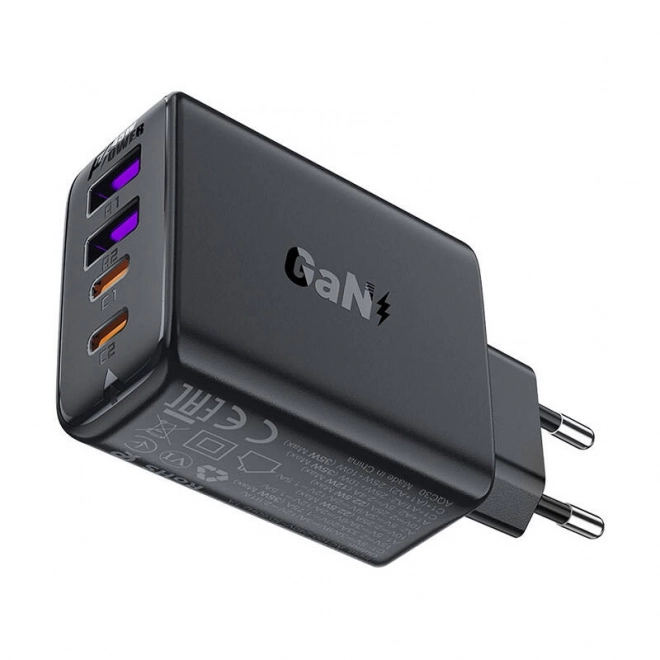 Síťová nabíječka Acefast A61 GaN 2xUSB-A, 2xUSB-C PD45W EU (černá)