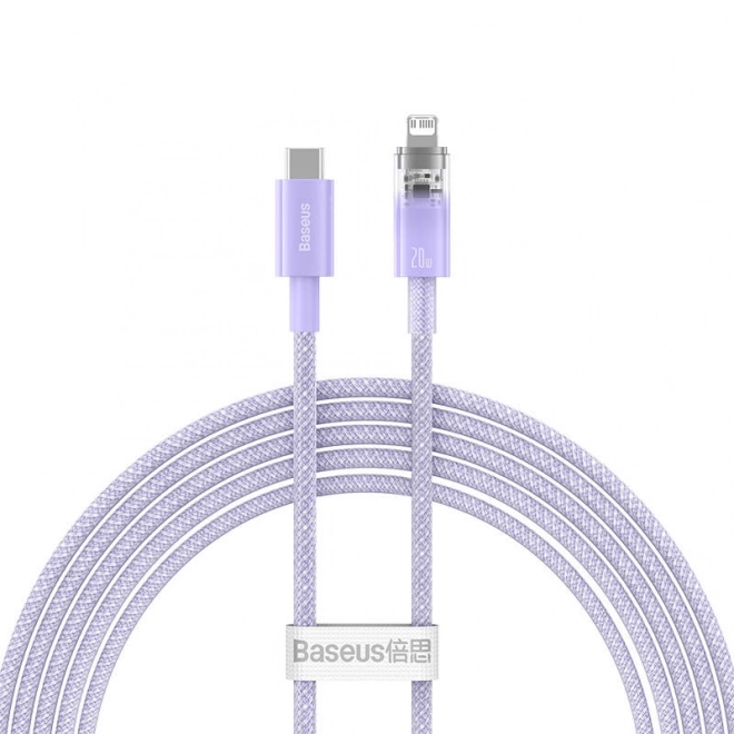 Rychlonabíjecí kabel Baseus USB-C na Lightning Explorer Series 2m, 20W (fialový)