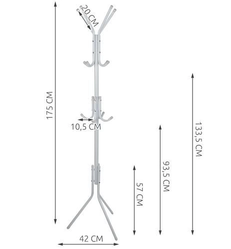 Věšák stojící 170 cm Ruhhy- bílý