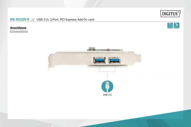 Řadič USB 3.0 PCIe, 2x USB 3.0, nízký profil, čipová sada UPD720202