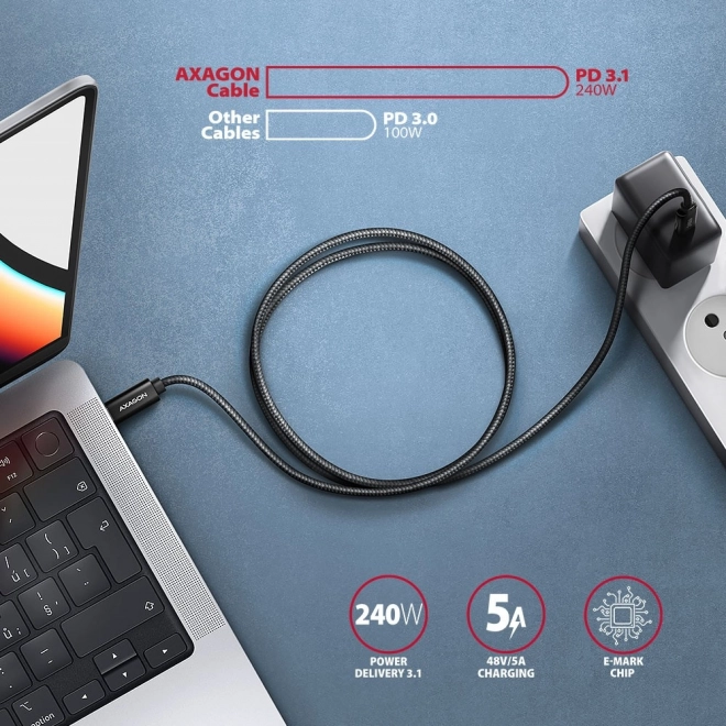 BUCM2-CM10AB USB-C - Kabel USB-C, 1,0 m, 5A nabíjení, ALU, 240W PD, opletený, USB2.0