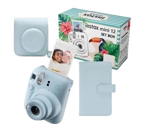 Instax mini 12 BIG Bundle (fotoaparát + pouzdro + album) modrý