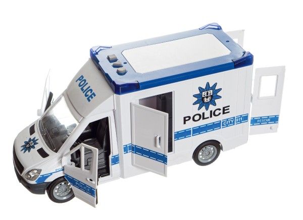 Auto policie plast 28cm na setrvačník na baterie se zvukem se světlem v krabici 32x18x12cm