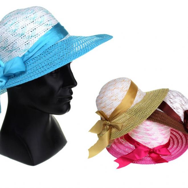 Dámský klobouk se širokou krempou mix barev 34 cm