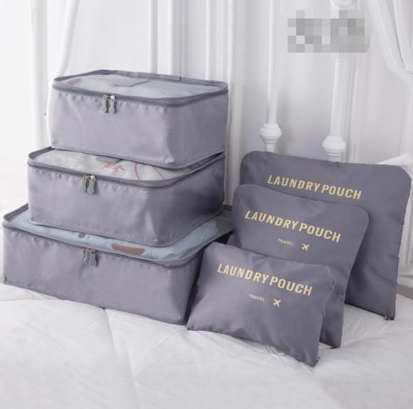 Sada cestovních organizérů do kufru a šatní skříně (6ks) - šedá barva