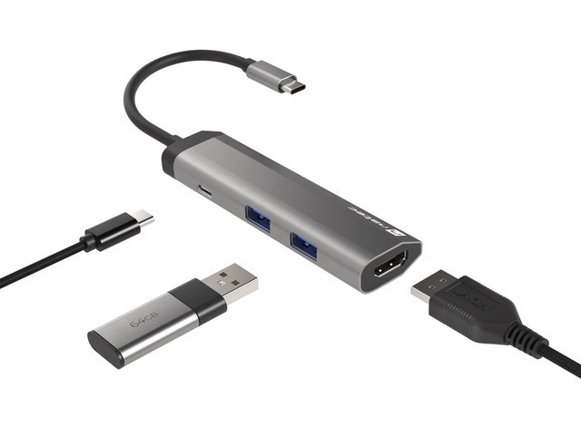 Multiportová dokovací stanice Fowler Slim USB-C PD, 2x USB 3.0, HDMI 4K