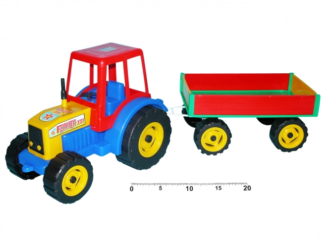 Pestrobarevný traktor s vlečkou 45 cm