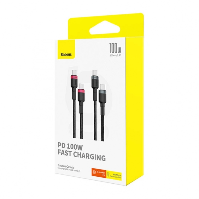 Kabel Baseus Cafule USB-C na USB-C 100W,1m, 2ks (červeno-černý, šedo-černý)