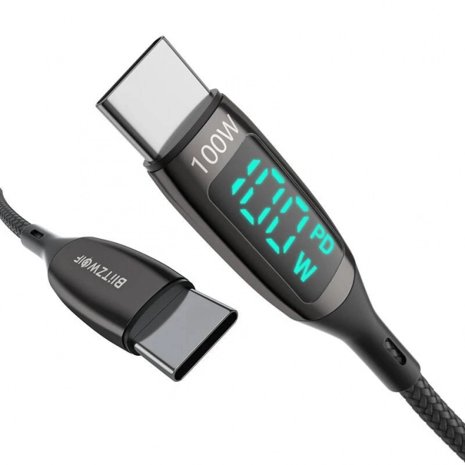 Kabel USB-C na USB-C BlitzWolf BW-TC23, s displejem, 100 W, 1,8 m (černý)