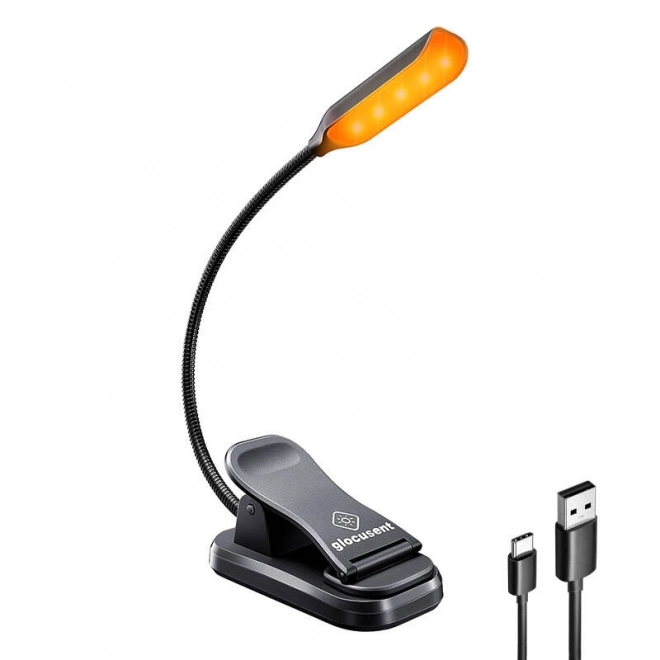 Bezdrátová lampička Glocusent clip-on book light, USB-C (černá)