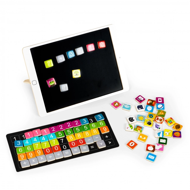 Dřevěný výukový tablet, magnetická tabule ECOTOYS