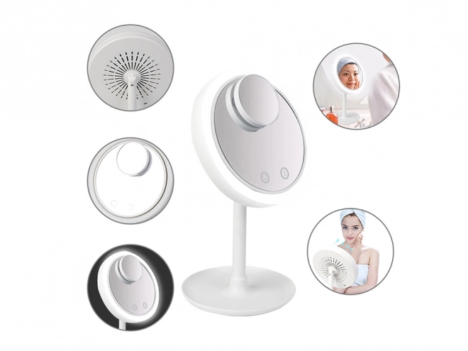 Kosmetické make-up zrcadlo s led ventilátorem