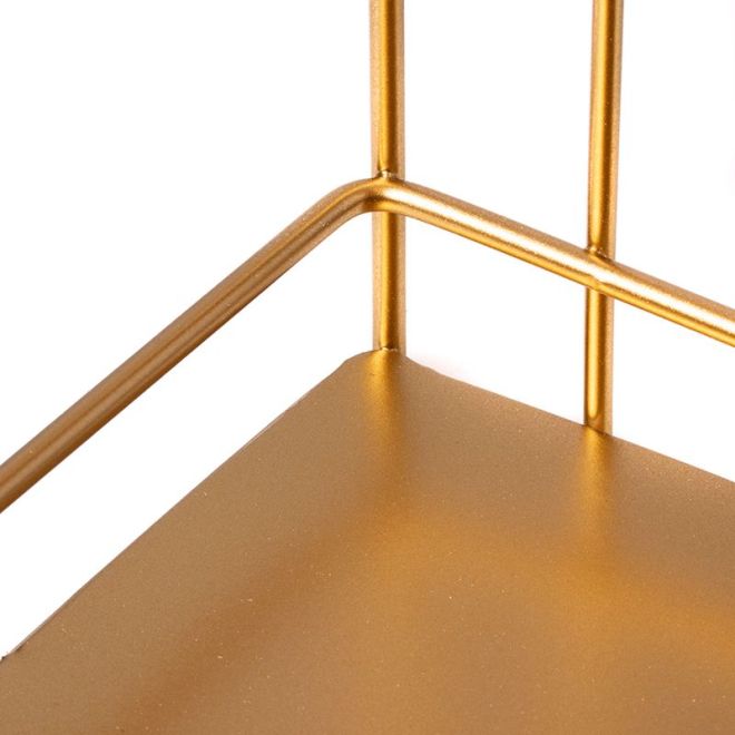 Kovový dvoupatrový regál ve stylu LOFT na kosmetiku BEAUTY LIFE - zlatý