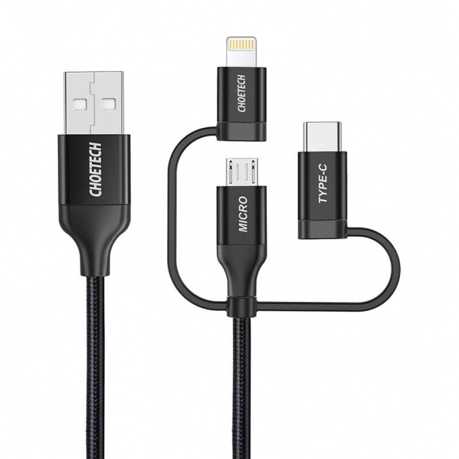 Nabíjecí kabel Choetech 3v1 USB-A/Lightning/Micro USB/USB-C černý