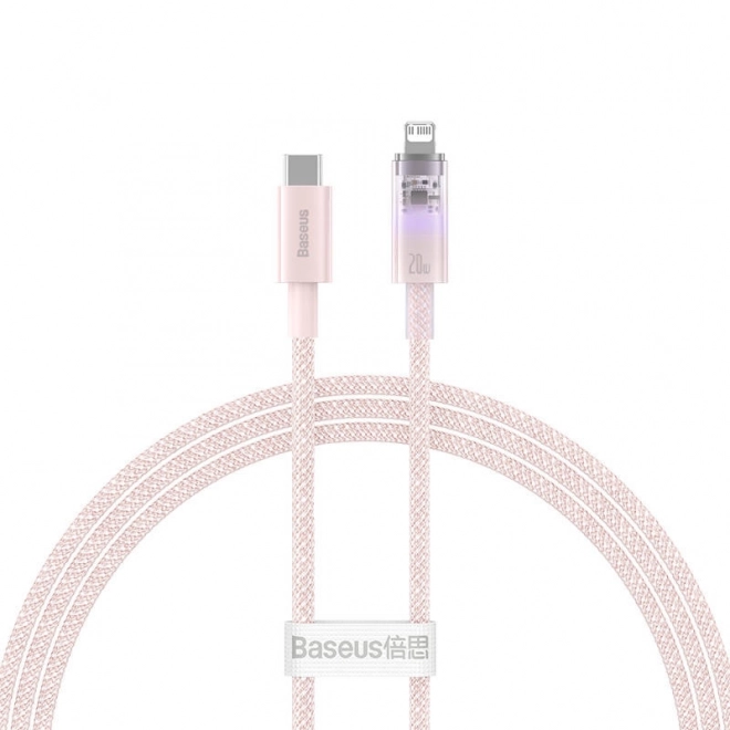 Rychlonabíjecí kabel Baseus USB-C na Lightning Explorer Series 1 m, 20 W (růžový)