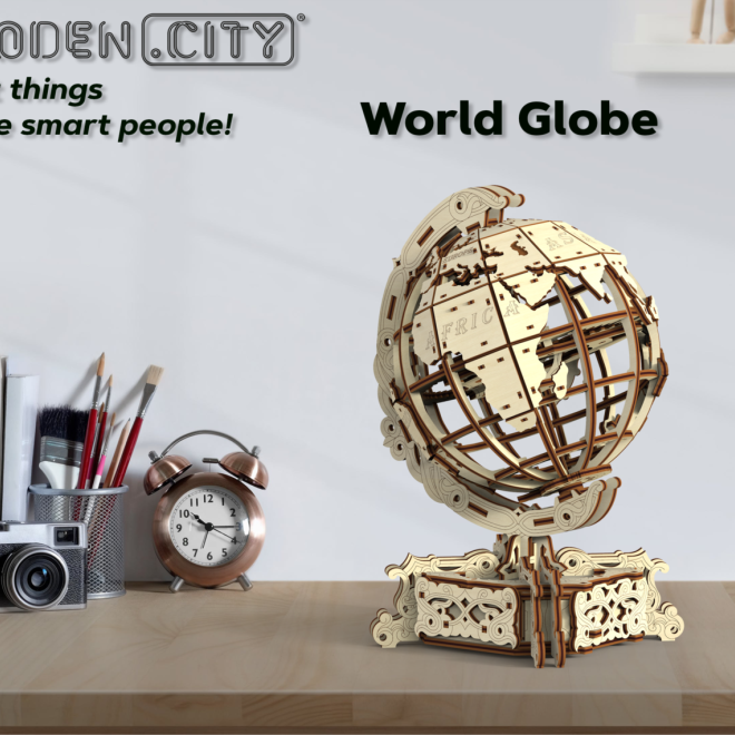 Wooden City 3D puzzle Globus 231 dílů
