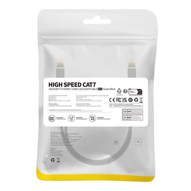 Baseus Cat 7 Gigabit Ethernet RJ45 kabel 0,5 m černý