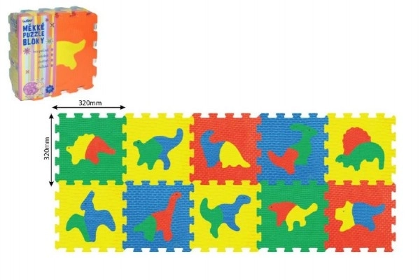 Barevné pěnové puzzle s dinosaury - 10 kusů