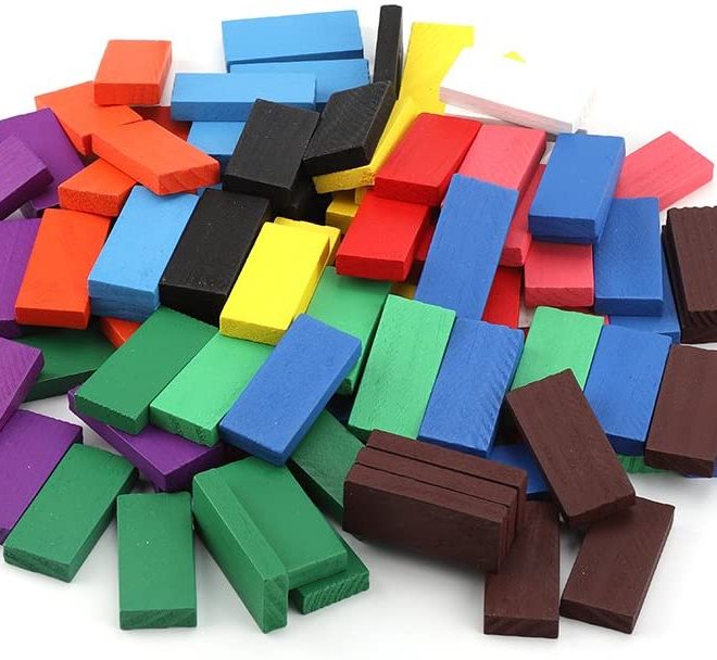 Dřevěné barevné domino - 407 kusů