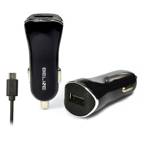 Nabíječka do auta USB + microUSB 1A černá