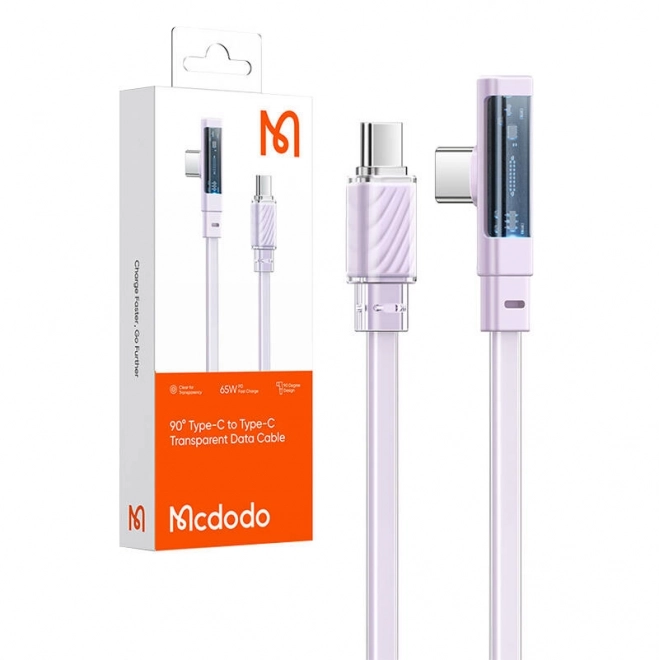 Plochý úhlový kabel USB-C Mcdodo 1,8 m s LED