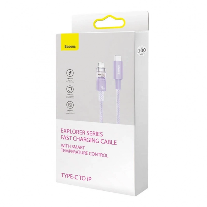 Rychlonabíjecí kabel Baseus USB-C na Lightning Explorer Series 1m, 20W (fialový)