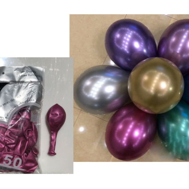 Růžové metalické latexové balónky - 50 kusů
